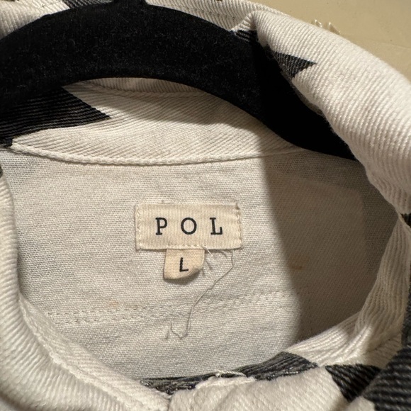 POL White and Black Star Patterned Jacket / Shacket - L - Picture 2 of 4